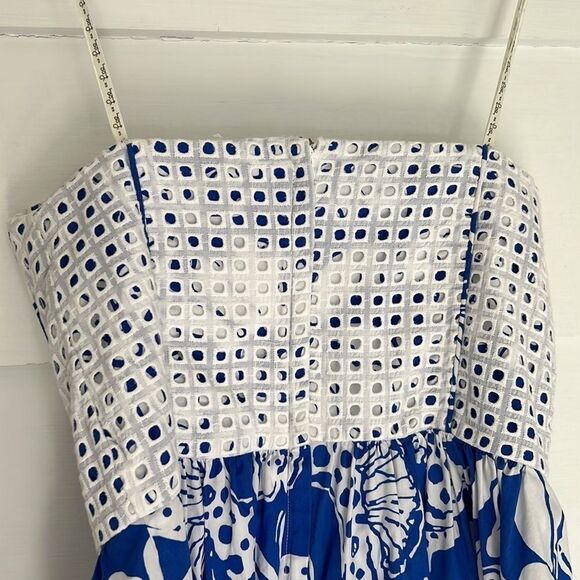 Lilly Pulitzer Strapless Blue and White Floral Mini Dress Size 6 - Picture 11 of 14